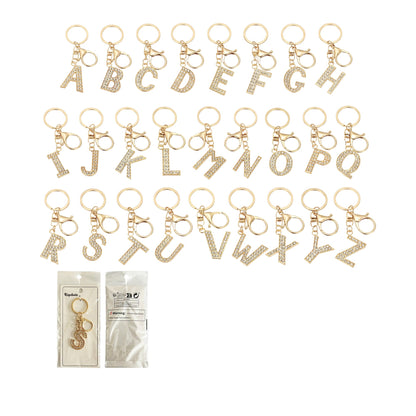 Rhinestone Alphabet Initial Letter Key Chain SS51011-32. (12PC)