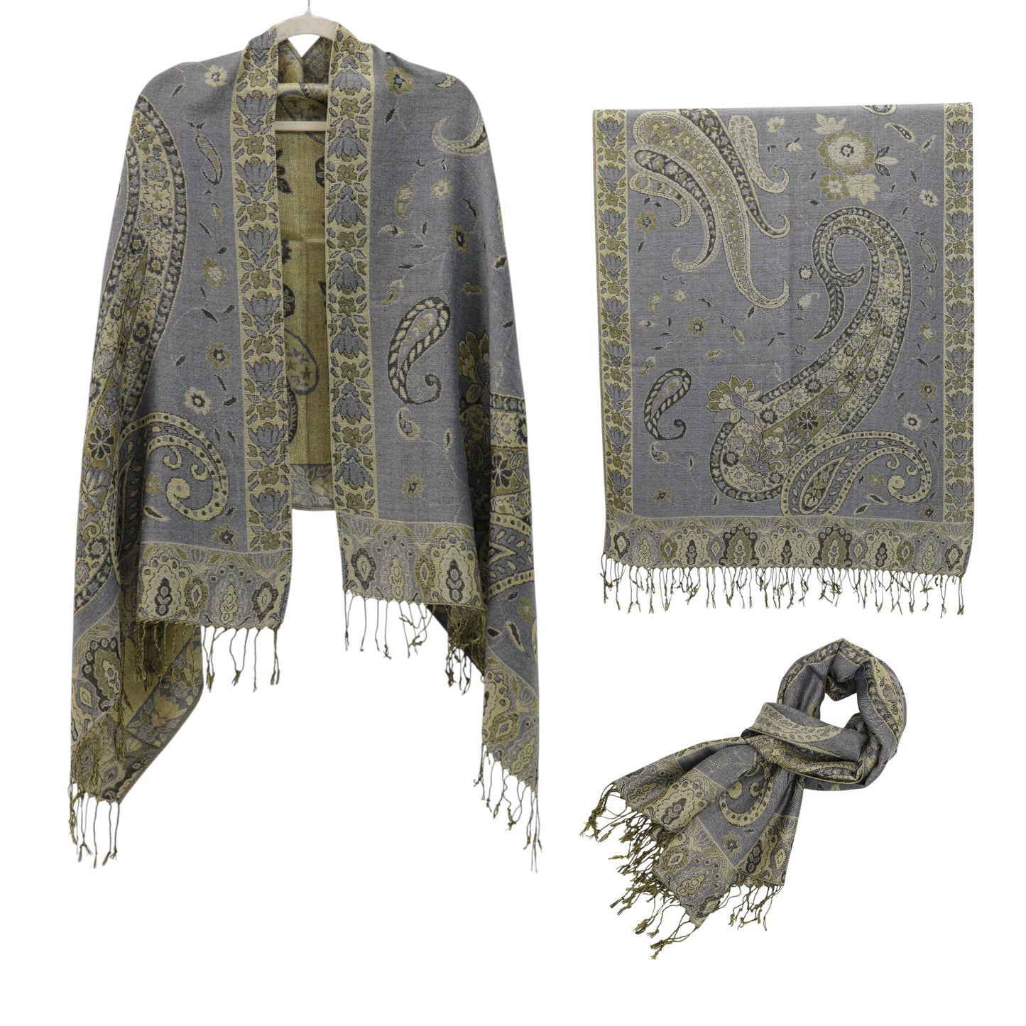 Metallic Pashmina Paisley Pattern SCF3719-30. (12PC)