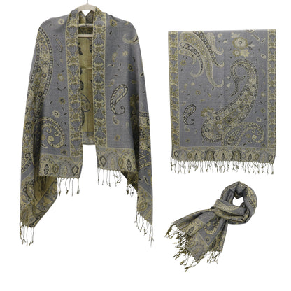 Metallic Pashmina Paisley Pattern SCF3719-30. (12PC)