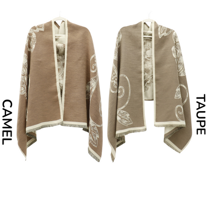 Cashmere Feel Winter Rose Pattern Reversible Scarf SCF5726-45(12PC)