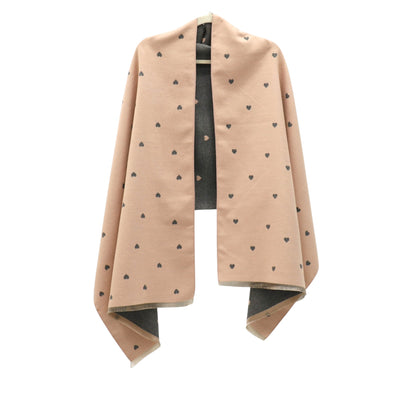 Cashmere Feel Winter Reversible Mini Heart Patten Scarves SCF5111-1 (12PC)