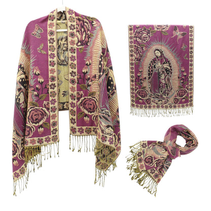 Metallic Pashmina Our Lady of Guadalupe SCF5920-11 (12PC)