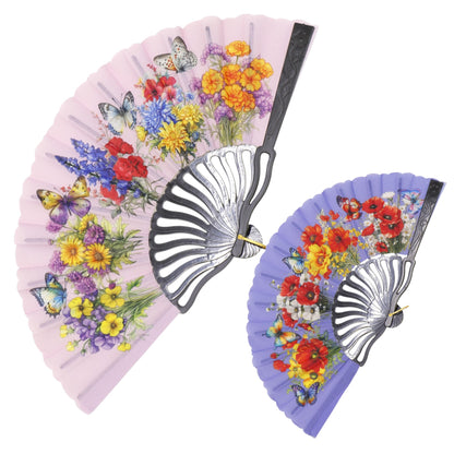 Butterfly Flower Garden Hand Held Folding Fan FN0444 (12PC)