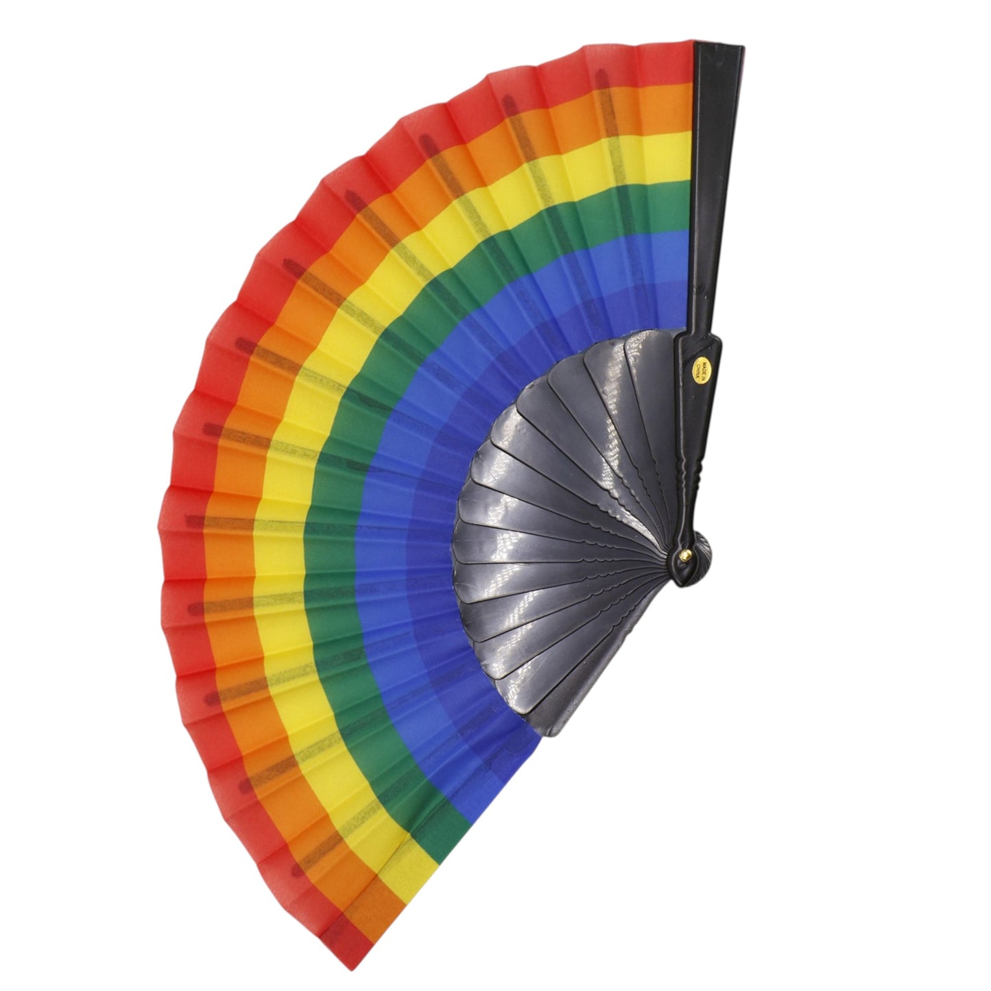 Rainbow Pride Black Frame Hand Held Folding Fan FN0350. (12PC)