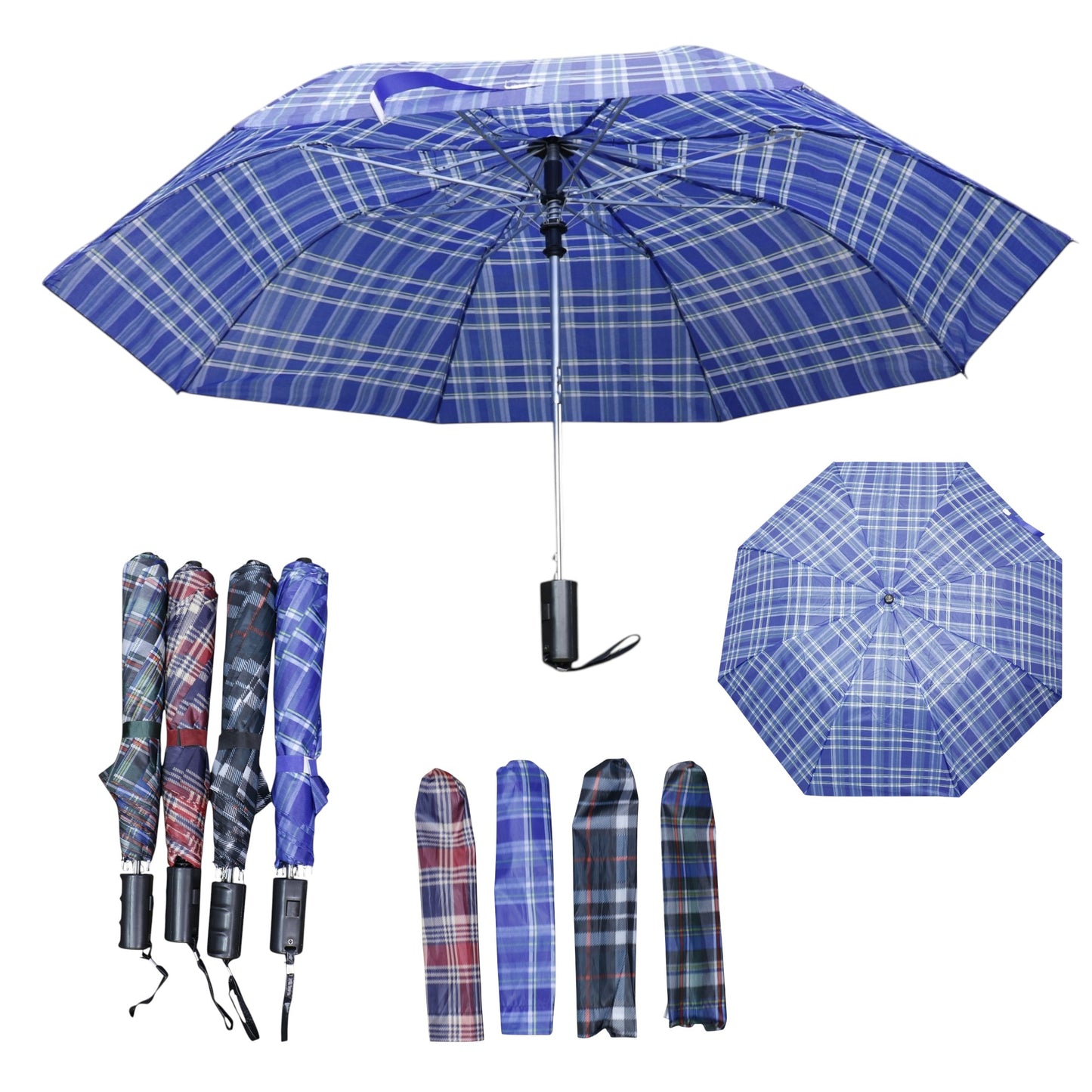 Classic Check Pattern 2 Fold Umbrella for Women & Men UM5118 (12pc)