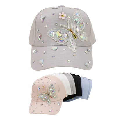 Bling Rhinestone Butterfly Baseball Cap HA6323-37.  (12PC)