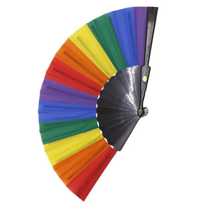 Rainbow Pride Black Frame Hand Held Folding Fan FN0350. (12PC)