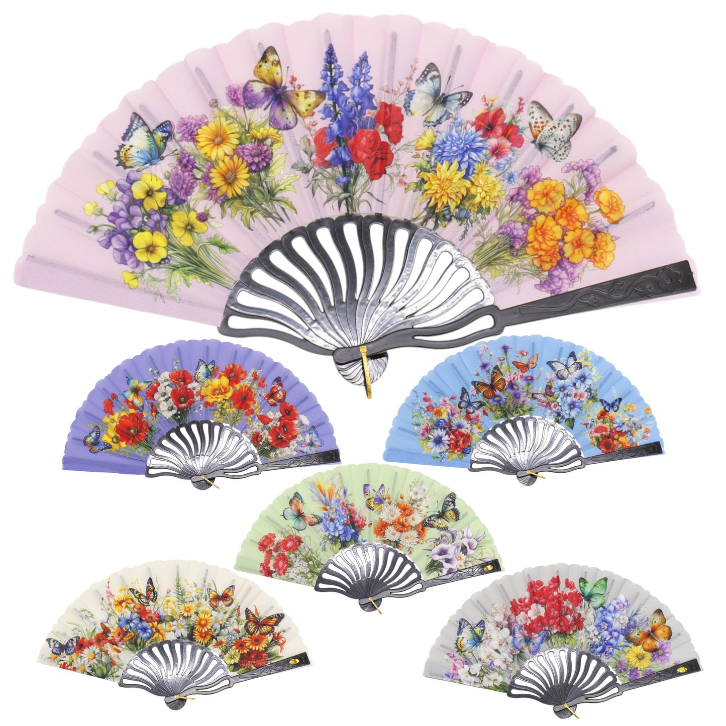 Butterfly Flower Garden Hand Held Folding Fan FN0444 (12PC)