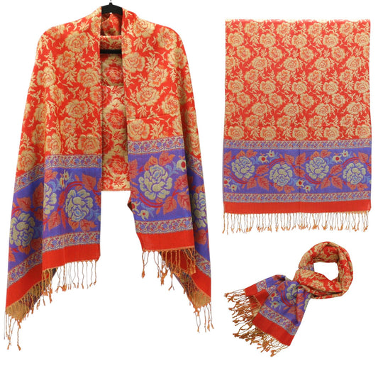 Metallic Pashmina Rose SCF4815-5.. (12PC)