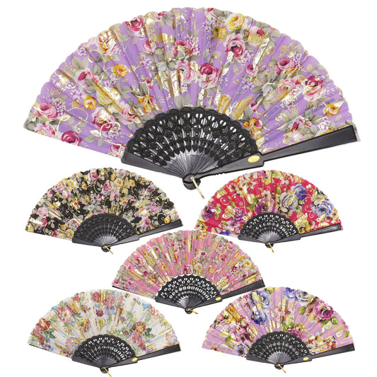 Peony Rose Glod Butterfly Folding Hand Fan FN0452. (12PC)