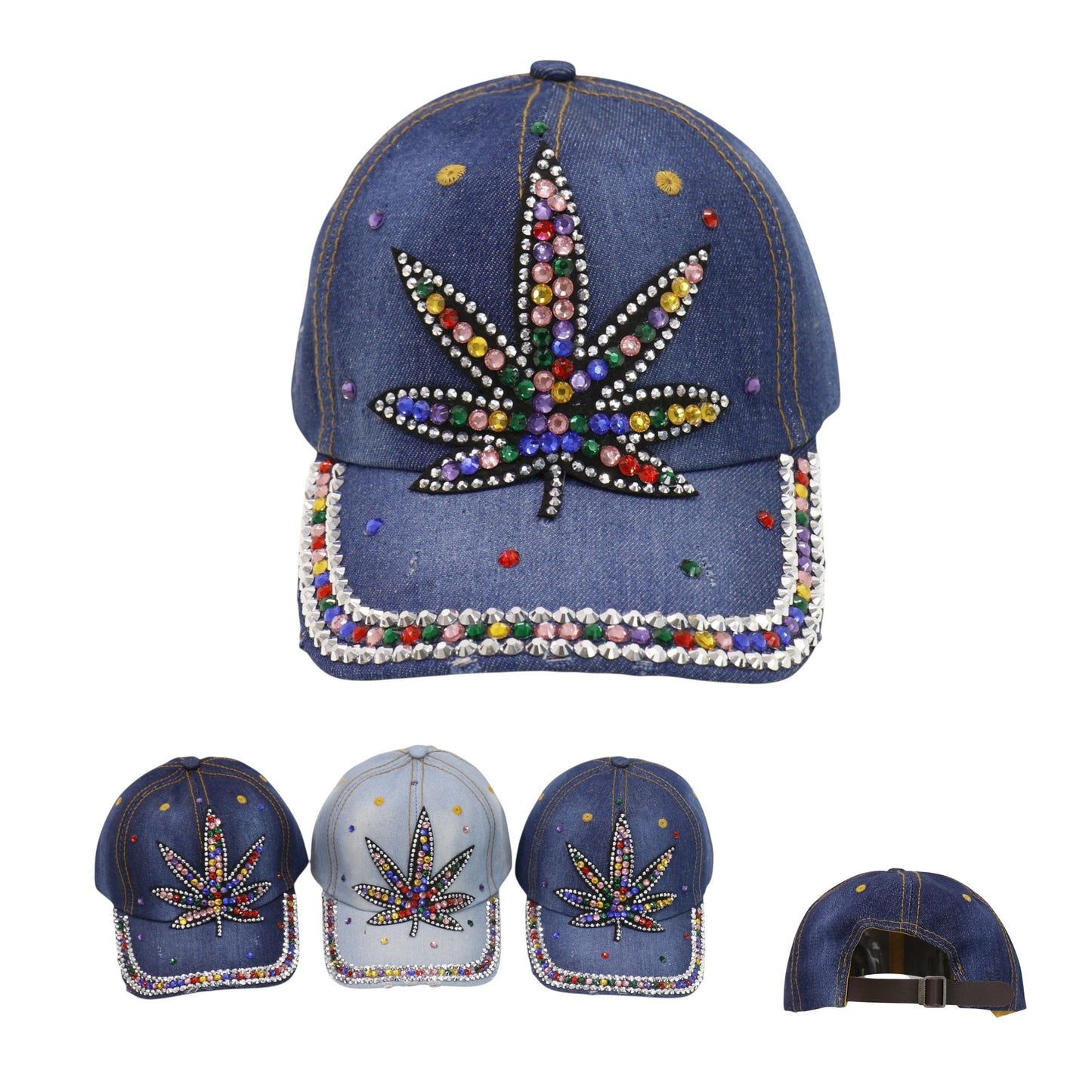 Women's Rhinestone Leaves Studded CAP HA6323-12 (12PC)