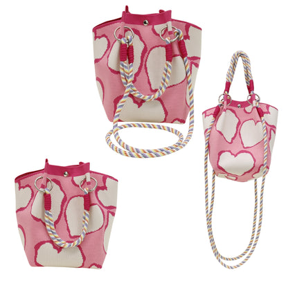 Heart Pattern Women's Knitted Bucket Bag JB6316-4 (12PC)