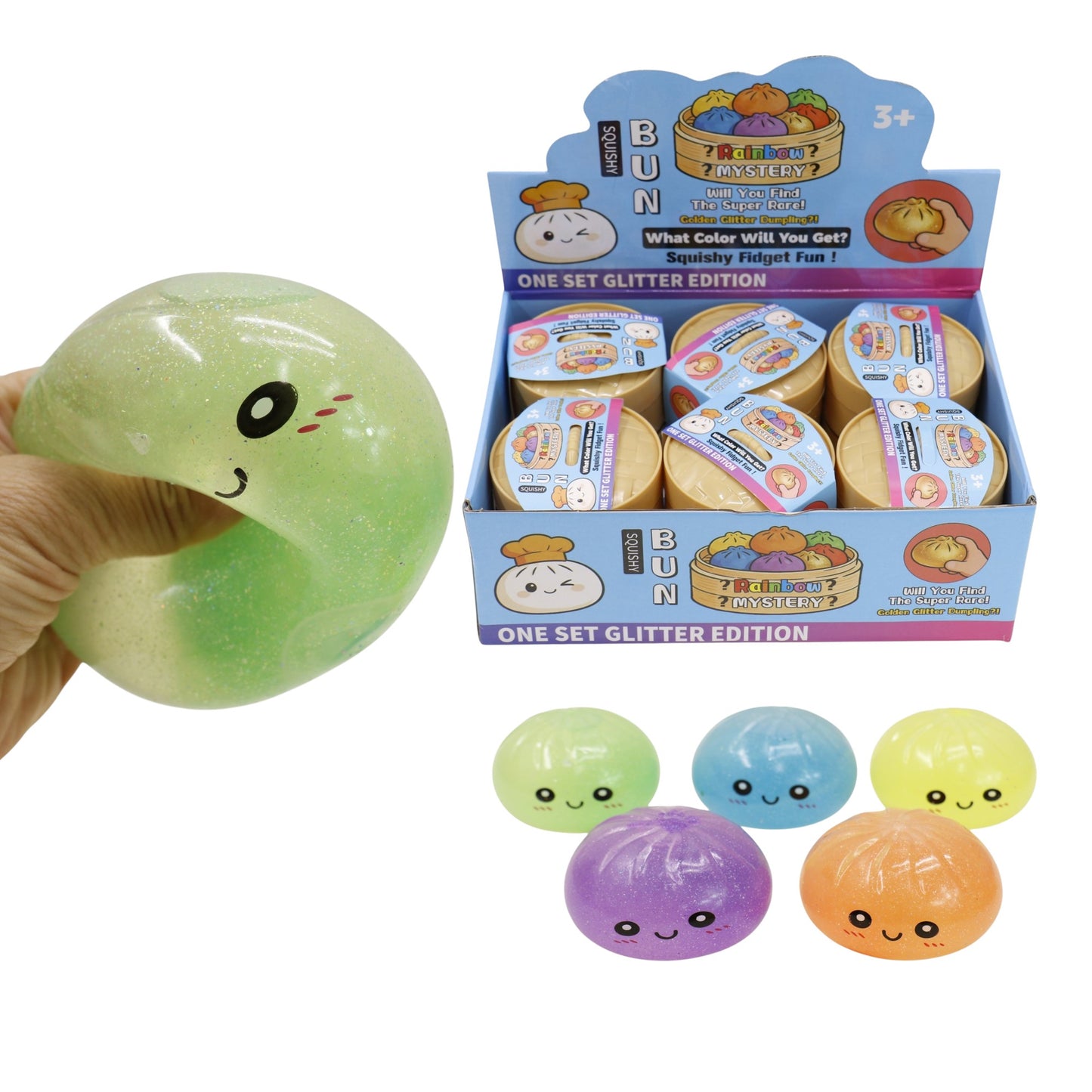 Mystery Glitter Jiggly Bun Squishy Dumpling  SS6417-7 (12PC)