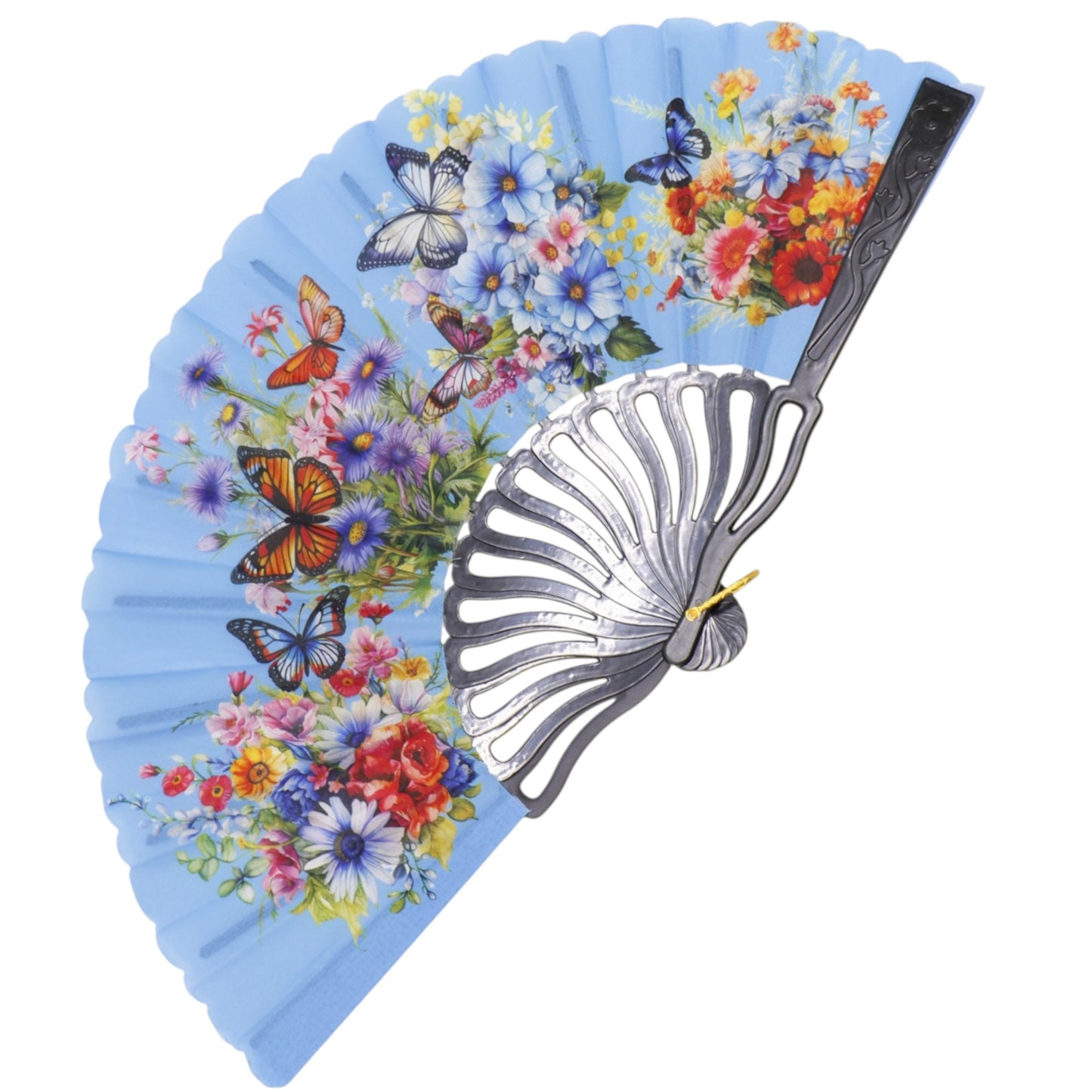 Butterfly Flower Garden Hand Held Folding Fan FN0444 (12PC)