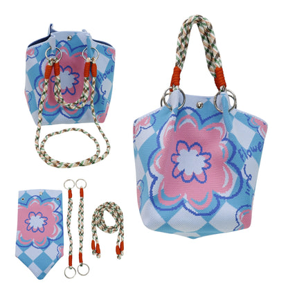 Flower Pattern Women's Knitted Bucket Bag JB6316-13 (3PC)