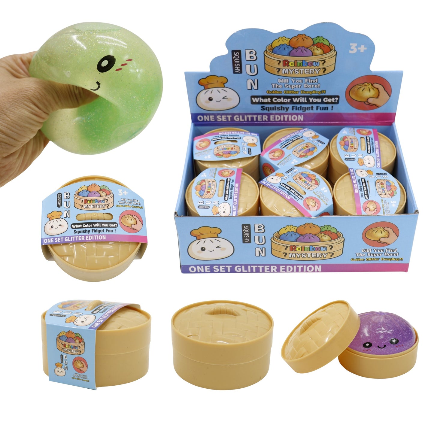 Mystery Glitter Jiggly Bun Squishy Dumpling  SS6417-7 (12PC)