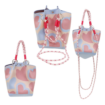 Heart Pattern Women's Knitted Bucket Bag JB6316-5 (3PC)
