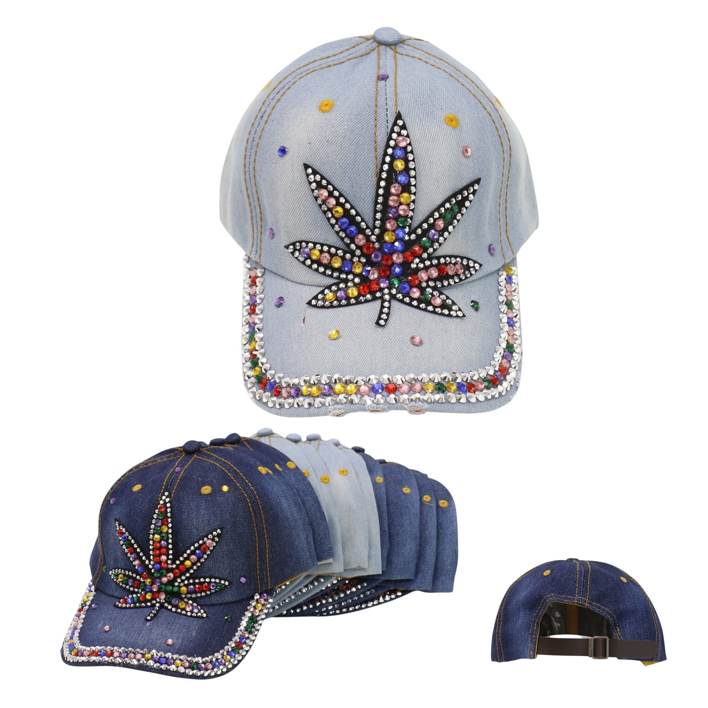 Women's Rhinestone Leaves Studded CAP HA6323-12 (12PC)
