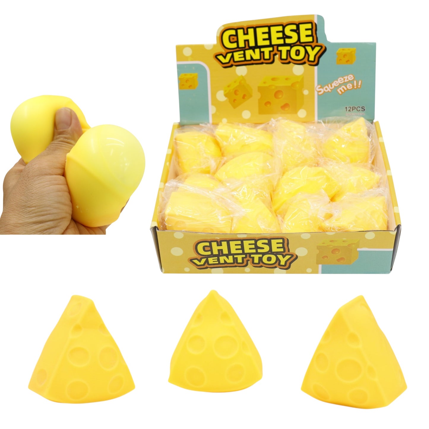 Viral Triangle Cheese Squishy Toy TR6419-1 (12PC)