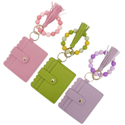 Silicone Bracelet with Multi Color Leather Wallet Tassel JB6126-18 (12PC)