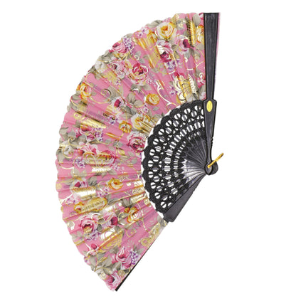 Peony Rose Glod Butterfly Folding Hand Fan FN0452 (12PC)