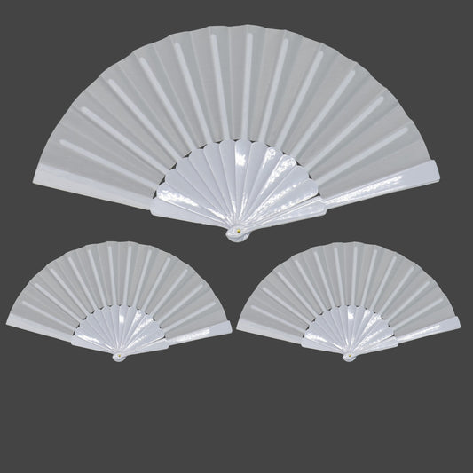 White Hand Held Folding Fan JF6323-19 (12PC)