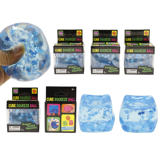 Blue Snow Flower Cube Maltose Putty Filled Squishy TY6422-20. (12PC)