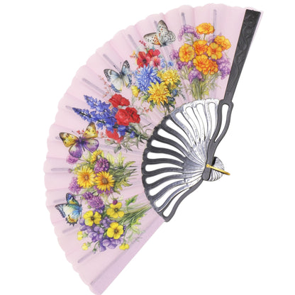 Butterfly Flower Garden Hand Held Folding Fan FN0444 (12PC)