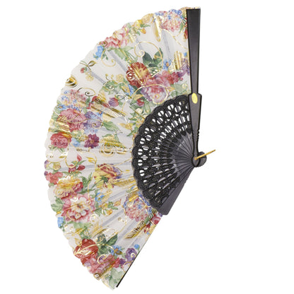 Peony Rose Glod Butterfly Folding Hand Fan FN0452 (12PC)