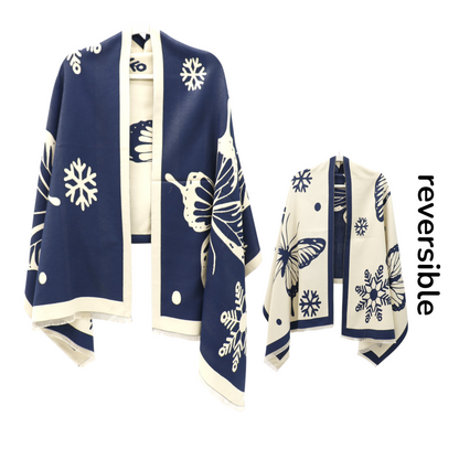 Cashmere Feel Winter Reversible Butterfly Snowflake patten Scarves SCF4902-2 (12PC)