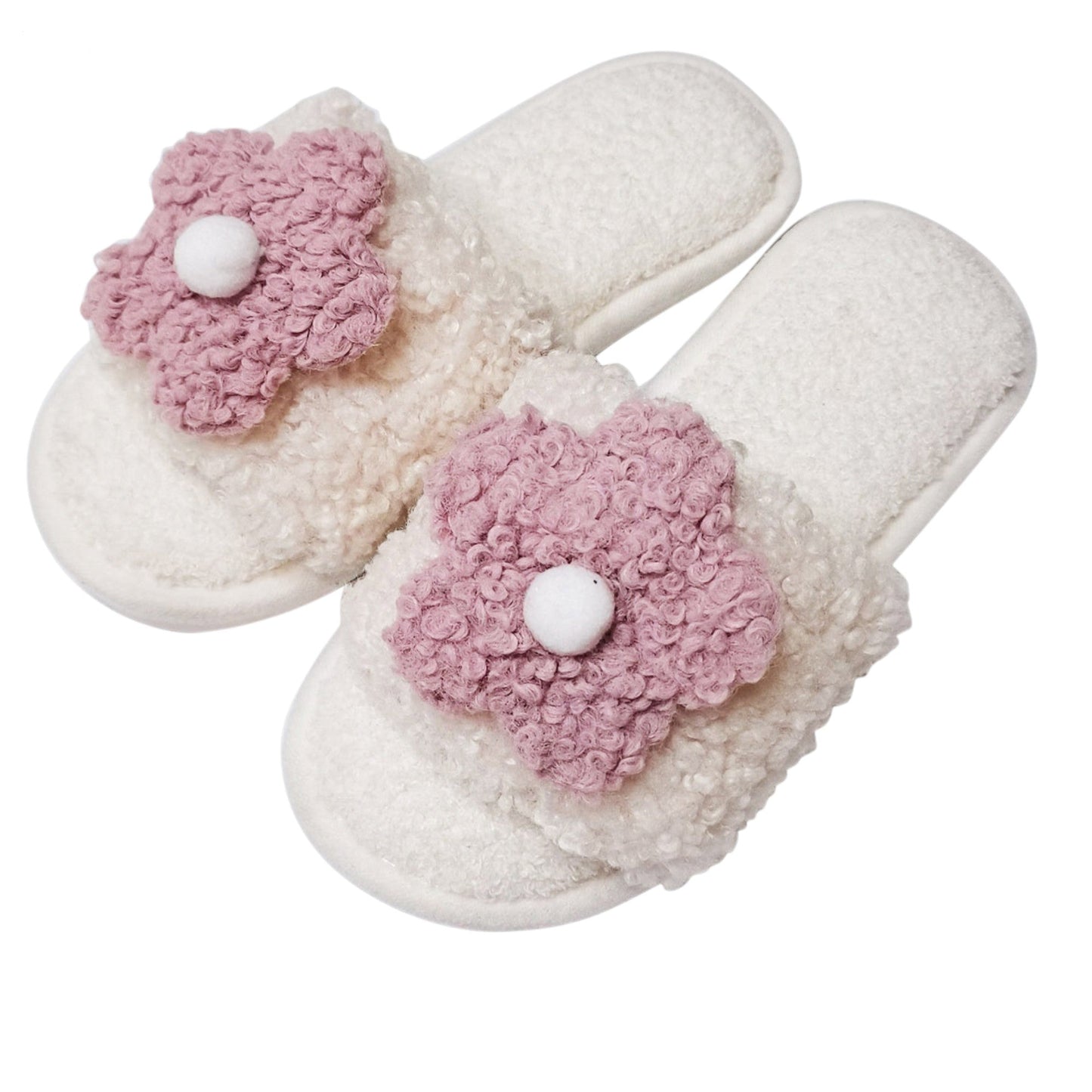 Cute Flower Fluffy Home Slide Slippers SS3429-42. (12PC)