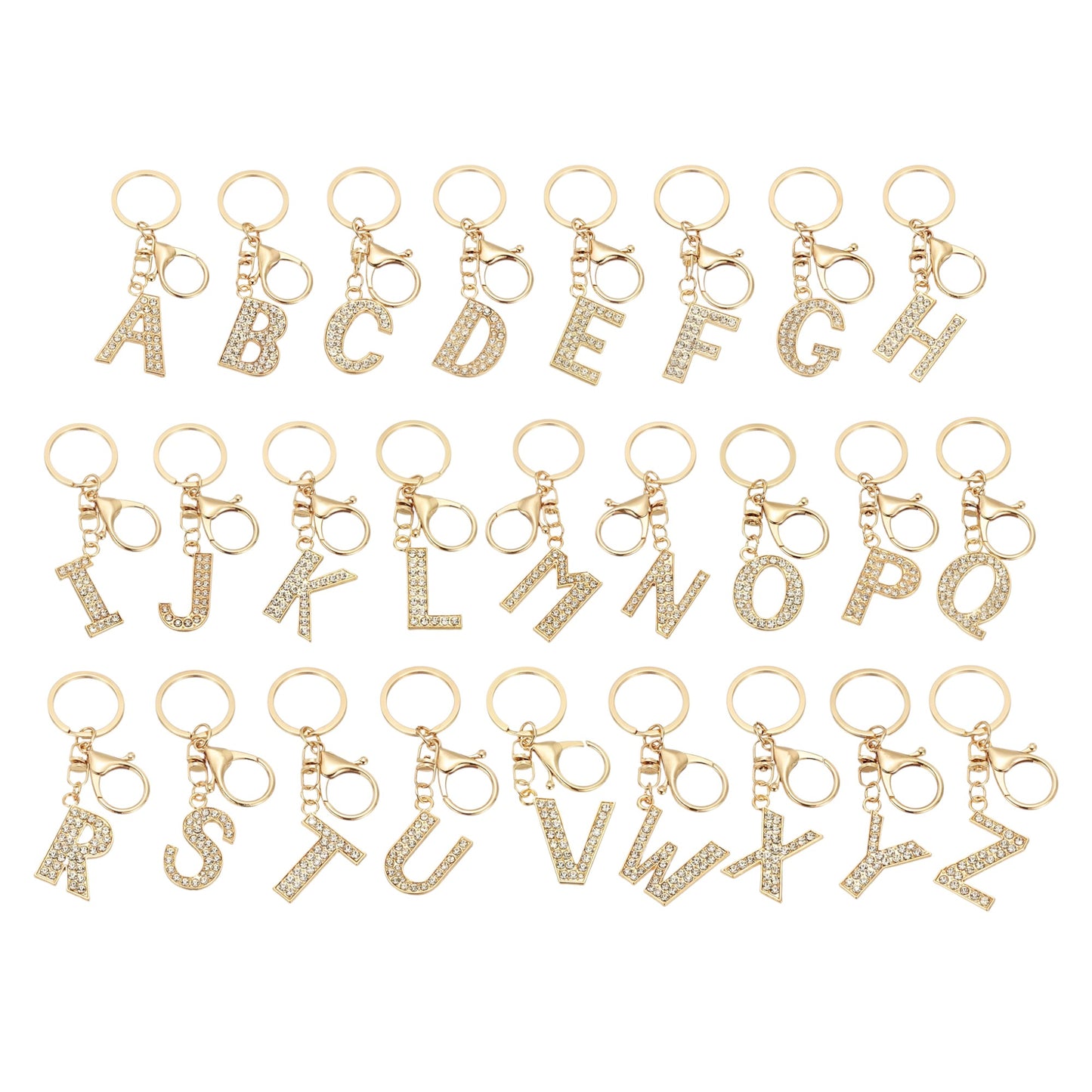Rhinestone Alphabet Initial Letter Key Chain SS51011-32. (12PC)