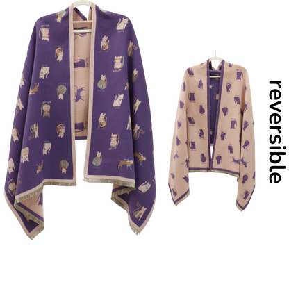 Cashmere Feel Winter Reversible Classic Cat Style  Scarves SCF1230-36(12PC)