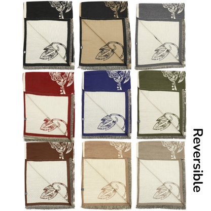 Cashmere Feel Winter Rose Pattern Reversible Scarf SCF5726-45(12PC)