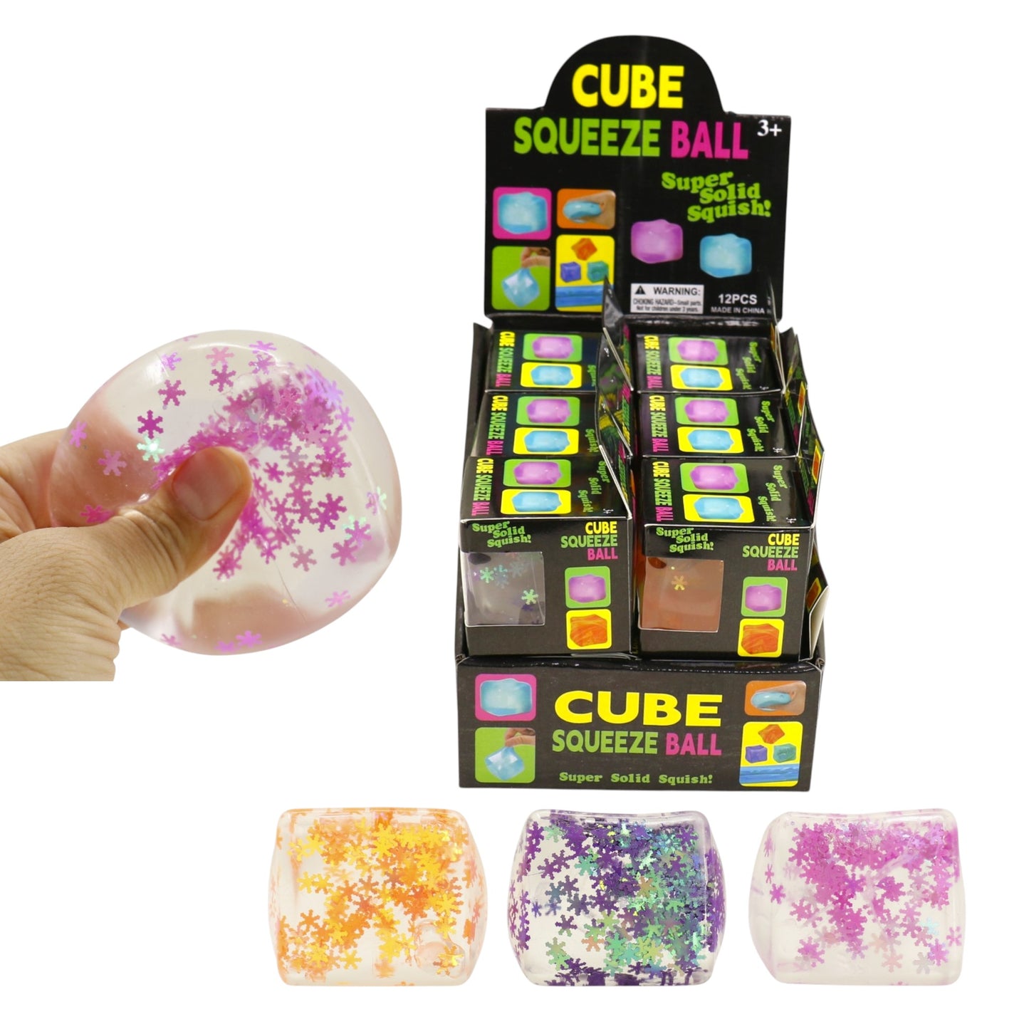 Colorful Glitter Cube Squishy Toy JT6608-7 (12PC)