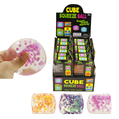 Colorful Glitter Cube Squishy Toy JT6608-7 (12PC)