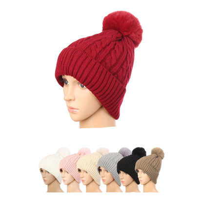 Pom Pom Knitted Beanie H20-11 (12PC)