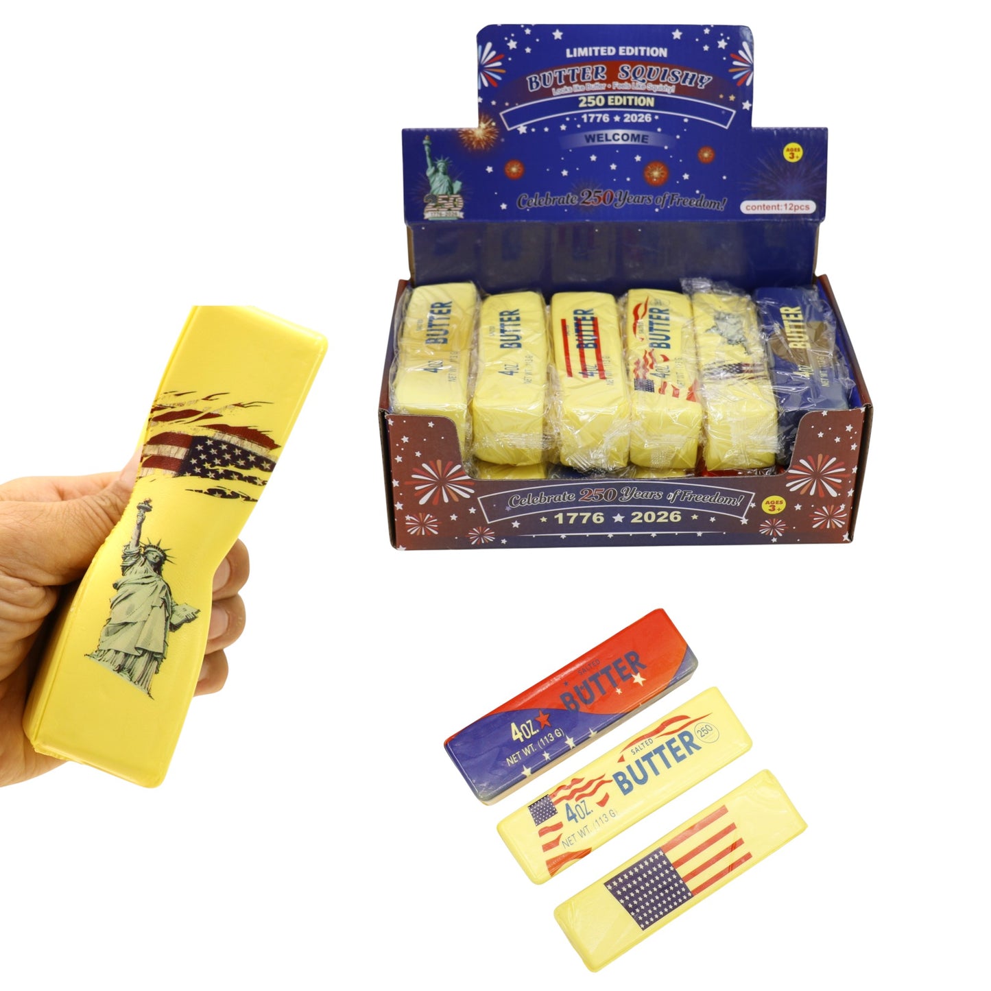 250th Patriotic USA Butter Soft Slow Rising Foam Squishy JT6506-24 (12PC)