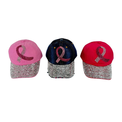 Breast Cancer Crystal Bling Baseball Cap HA3801-1 (12PC)
