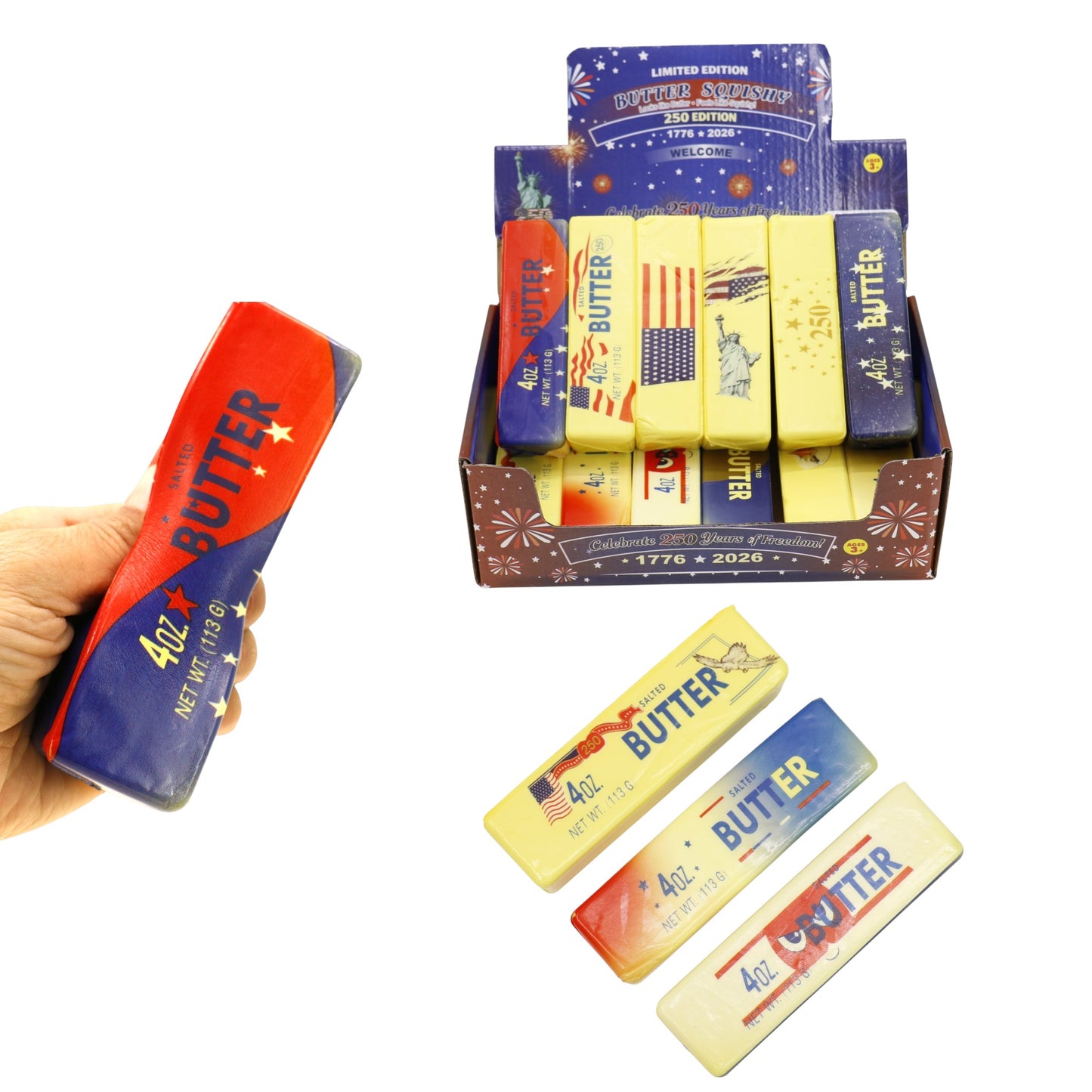 250th Patriotic USA Butter Soft Slow Rising Foam Squishy JT6506-24 (12PC)