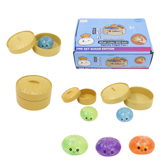 Mini Sugar Glittered Squishy Dumpling With Steamer SQ6606-6. (24PC)