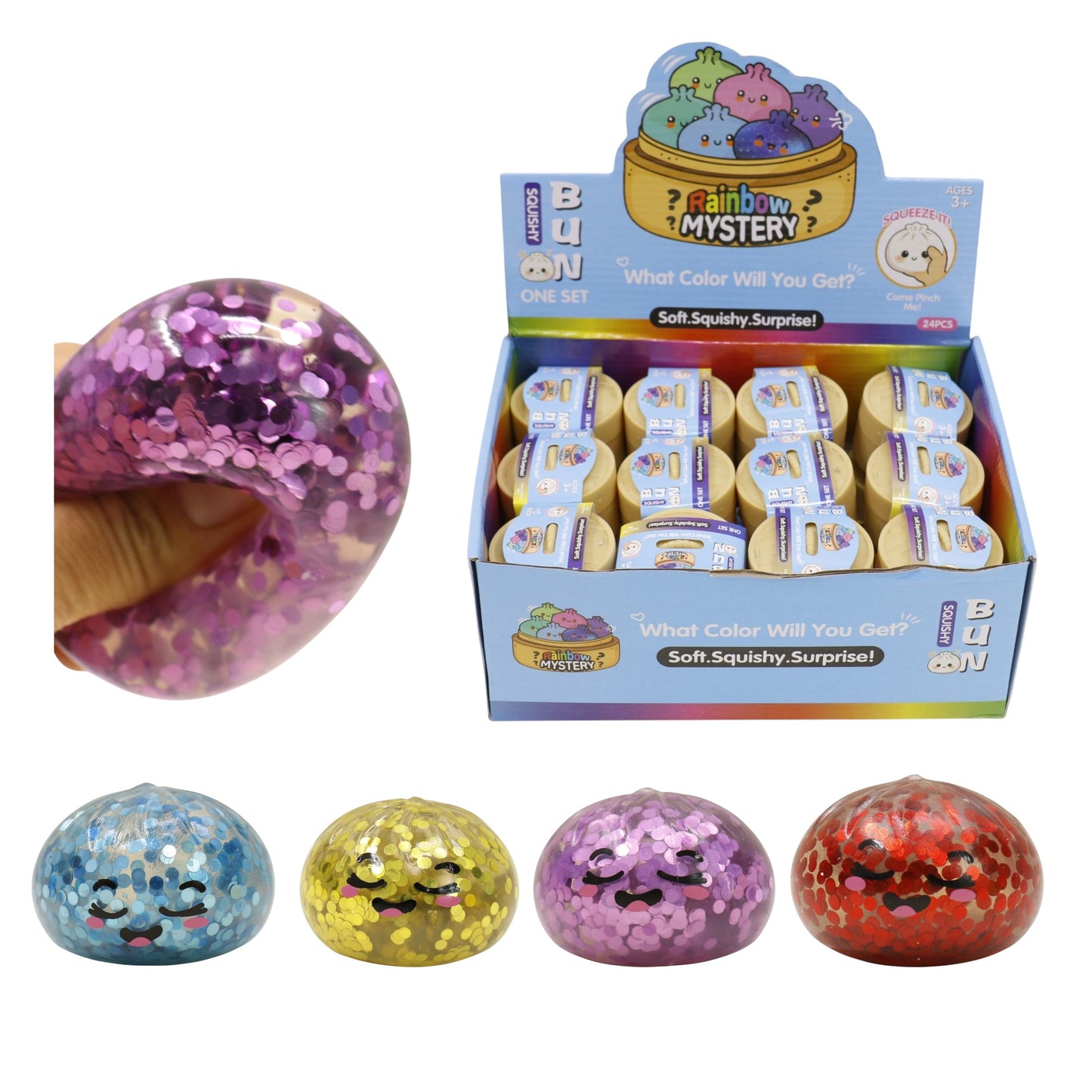 Mini Sugar Glittered Squishy Dumpling With Steamer JT6428-6 (24PC)