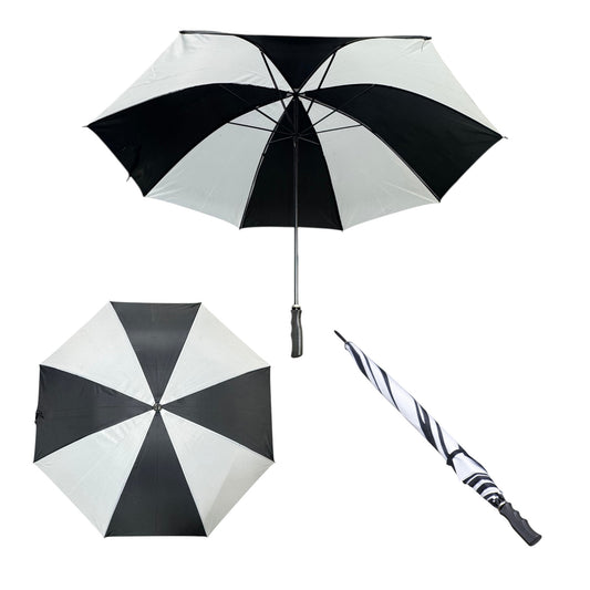 White and Black 8 Panel Auto Open Fold Umbrella UM7605 (12PC)