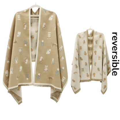 Cashmere Feel Winter Reversible Classic Cat Style  Scarves SCF1230-36(12PC)