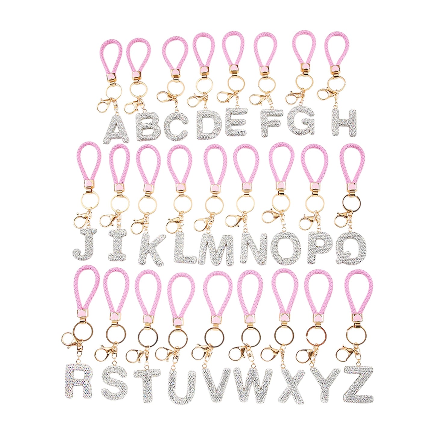 Rhinestone Alphabet Initial Letter Key Chain SS51011-40 (12PC)