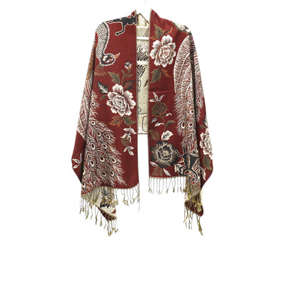 Metallic Pashmina Peacock Pattern SCF31105-11. (12PC)