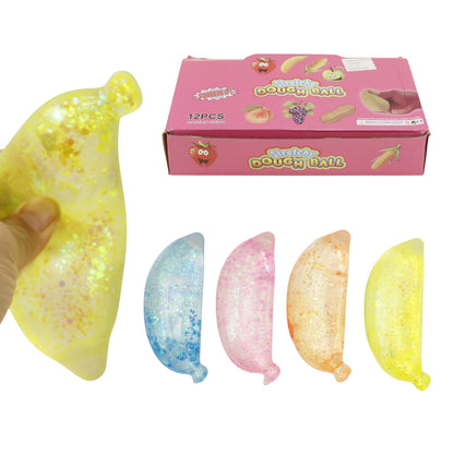 Glitter Maltose Sugar Banana Squishy Toy JT6603-18 (12PC)