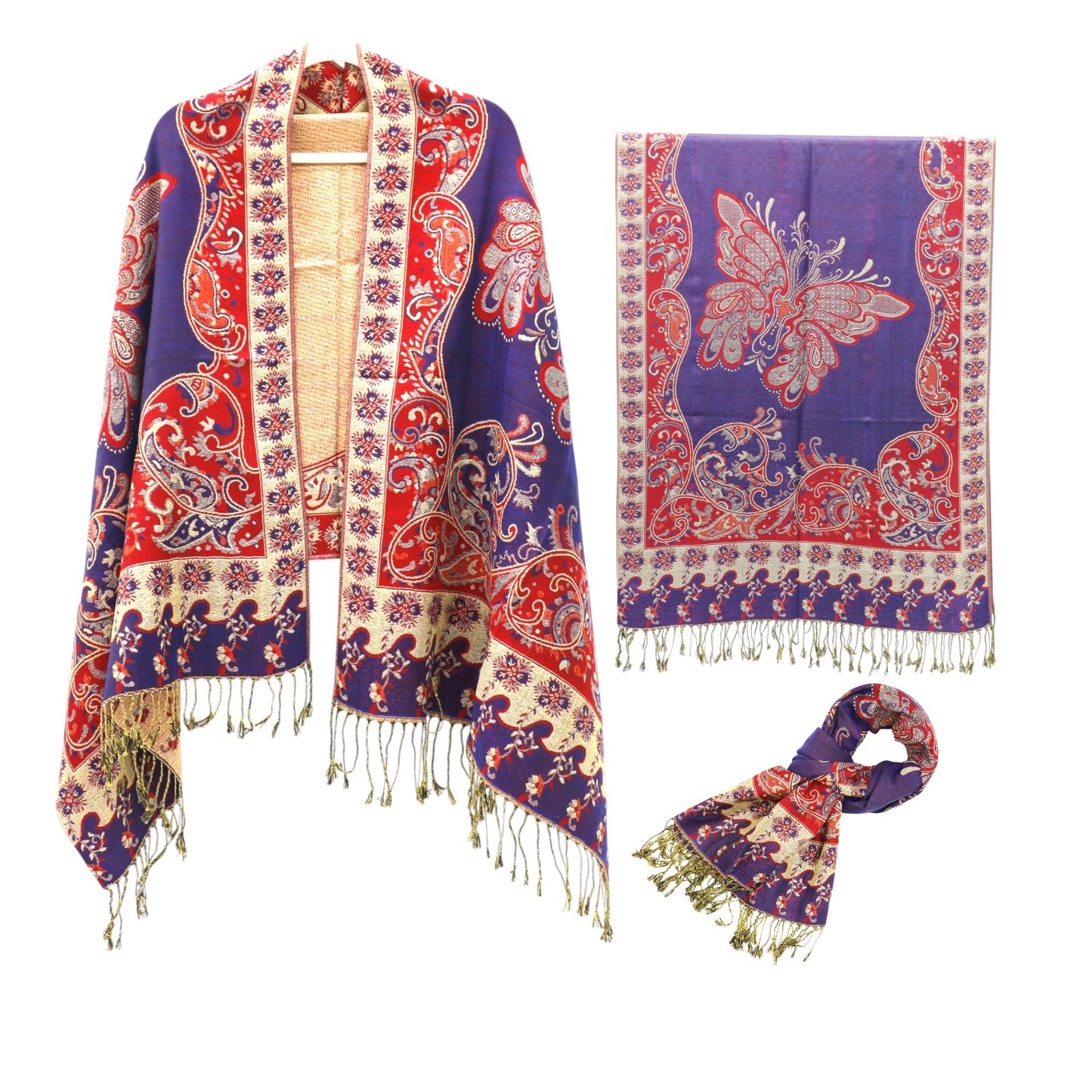 Metallic Pashmina Butterfly SCF4815-9. (12PC)