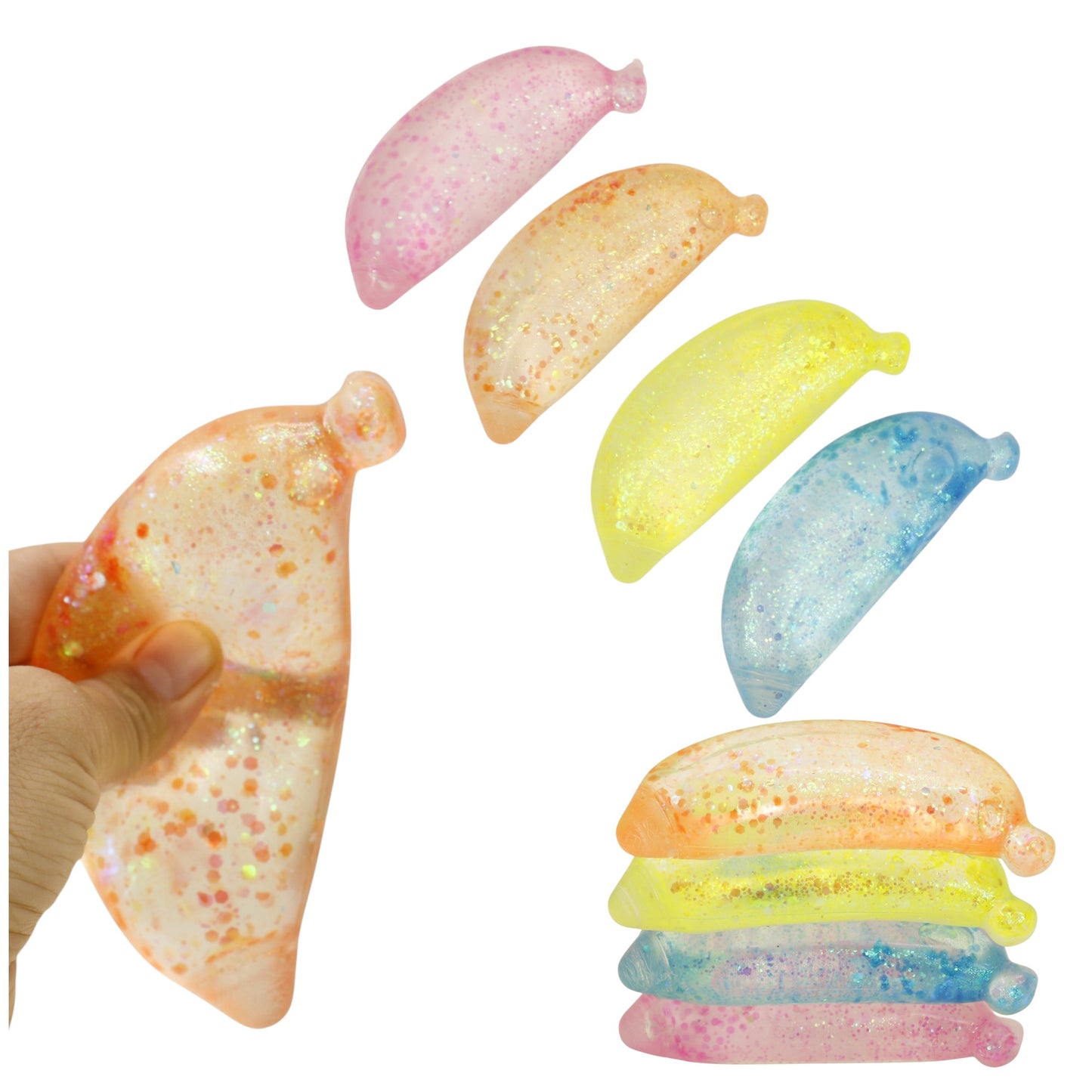Glitter Maltose Sugar Banana Squishy Toy JT6603-18 (12PC)
