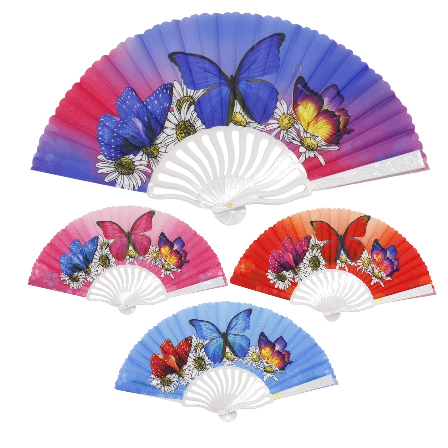 Butterfly Daisy Ombre Folding Hand Fan FN0373. (12PC)